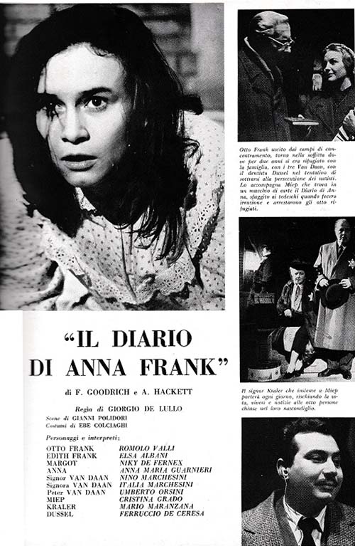 Il diario di Anna Frank - Teatro del Novecento, Programmi di sala, Riviste  e Locandine